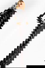 Elegant fitted sequin evening dress with flared hem and train