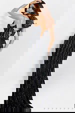 Striped Beaded Sheer Corset Gown with Fitted Train 45624 - Image 8