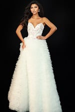 ruffled v neckline white dress 45636