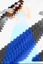 blue embellished ballgown with silver embellishments 45649