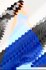 blue strapless a line dress