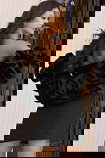 fitted dress with With 3D Floral Sleeves 45652