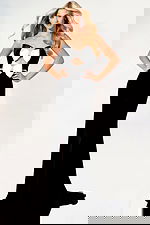 Strapless fitted gown with bow cutout and crystal detail