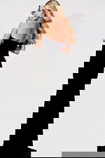 Elegant formal gown with double bow embellishment and open back