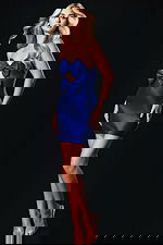 Elegant short dress with structured bow accents and fitted silhouette