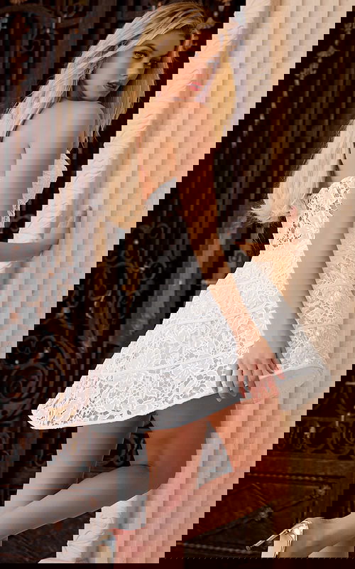 strapless lace fit and flare dress 45675