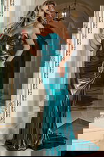 green metallic dress 45709