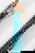 Glamorous strapless metallic gown with ruched waist