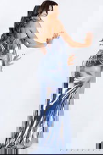 metallic dress with lace up back 45711