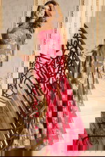 Strapless Jacquard Gown With Floral Details And Slit