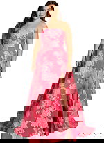 straples floral high slit dress 45721