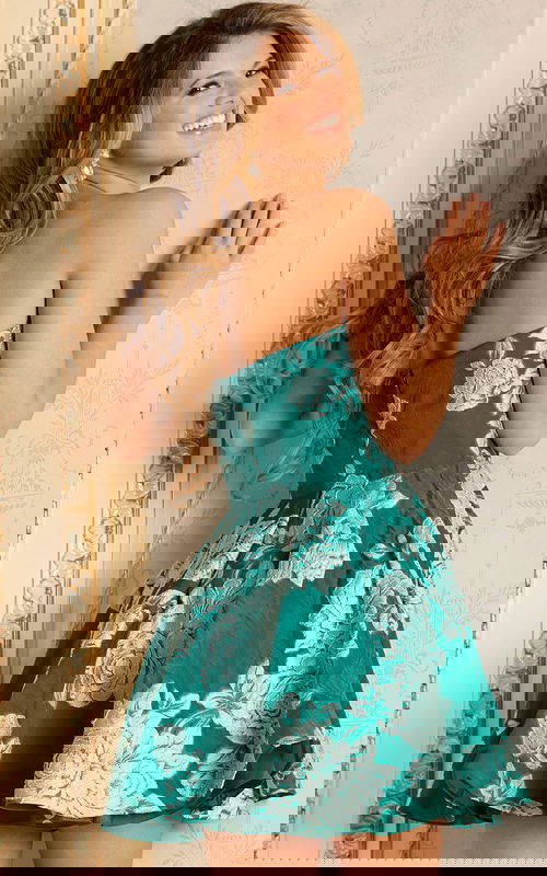 Strapless fit and flare dress with floral embroidery