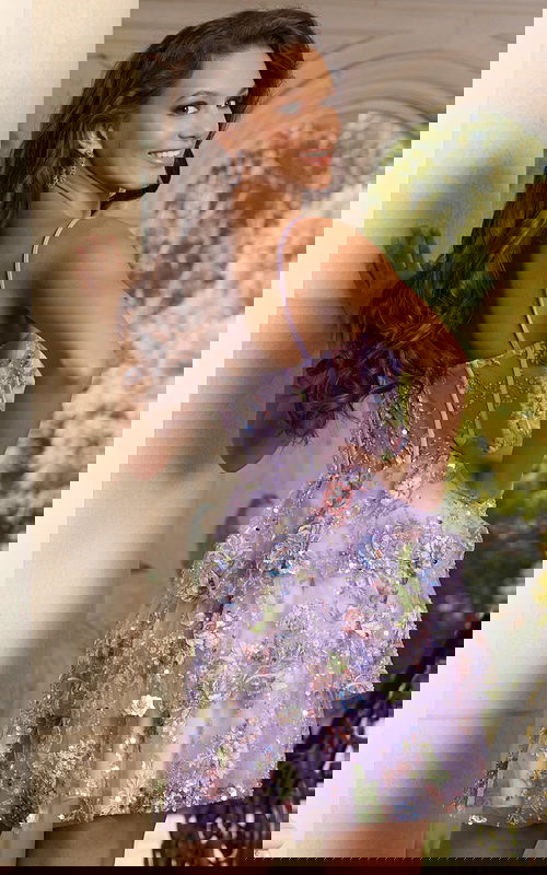 Corset Bodice Dress Featuring Floral Appliqué And Sparkling Details