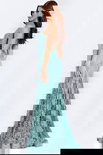 long lace green prom dress 45759