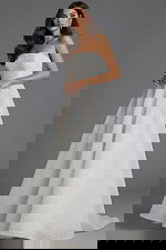 white and silver a line dress 45788