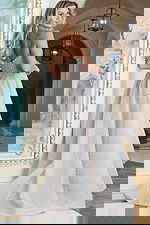 Elegant formal dress with structured bodice and flared hem