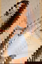 Light blue mini dress with sheer corset top and embellished crystals