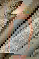 corset bodice short dress with lace cut flowers 45853