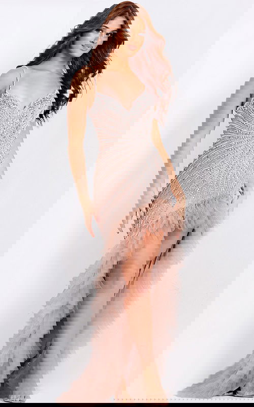 beaded v neckline bodycon prom dress 45870