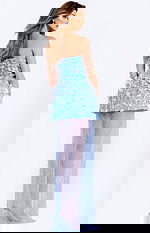 blue high low dress with sheer bottom 45874