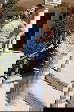 Blue strapless dress featuring 3D floral embroidery and sheer tulle overlay