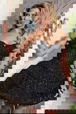 Strapless floral textured mini dress with corset bodice