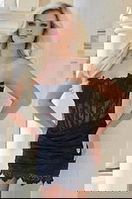 Strapless lace mini dress with sheer boned bodice