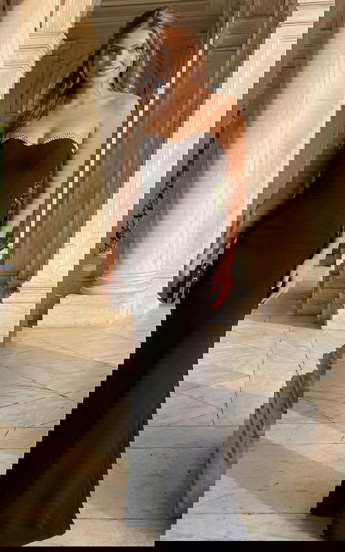 Front view of strapless fitted formal gown with beaded sweetheart neckline