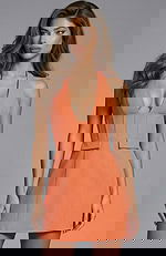 halter neck mini dress with structured corset bodice