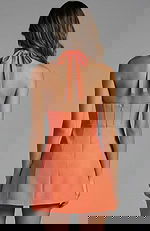 Halter neck corset mini dress with deep V neckline and fitted silhouette