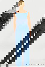 Back View of Denim Two-Piece Pants Set with Feathers – 45973