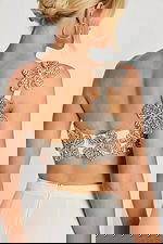 close up of white and silver beaded pantsuit 46007