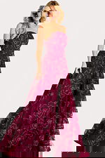 strapless burgundy lace a line dress 46033