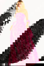 strapless burgundy a line dress 46033