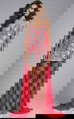 red and silver short fitted dress 46072