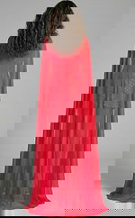 back of red short dress with cape 46072