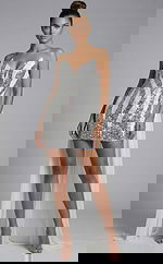 white and silver short dress 46072