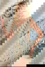 Sequin mini dress with deep V-neck and open back