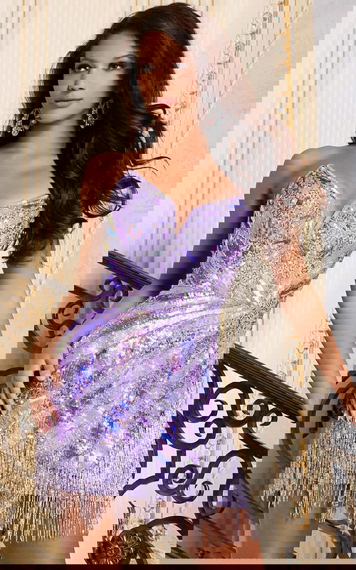 Strapless Lilac Sequin Mini Dress