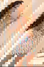 Short sweetheart neckline dress with shimmering lilac sequins