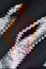 high neck metallic purple dress 46142