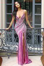 Glamorous fitted gown with sequin detailing