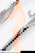 nude one shoulder dress 46214