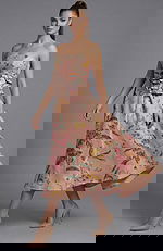 pink multi floral short evening dress 46241