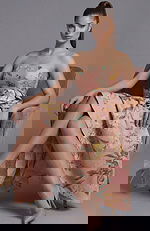 strapless short mob dress with rosette detail on the side 46241