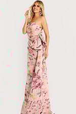pink print dress with side drape 46242