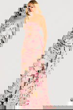 pink print dress with bow details on the side 46242