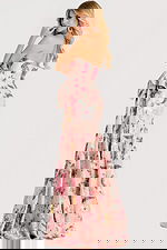 strapless pink floral dress 46242