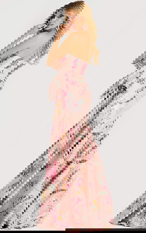 strapless pink floral dress 46242