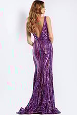 V Neck Sequin Gown With Deep Slit 46247 - Image 5